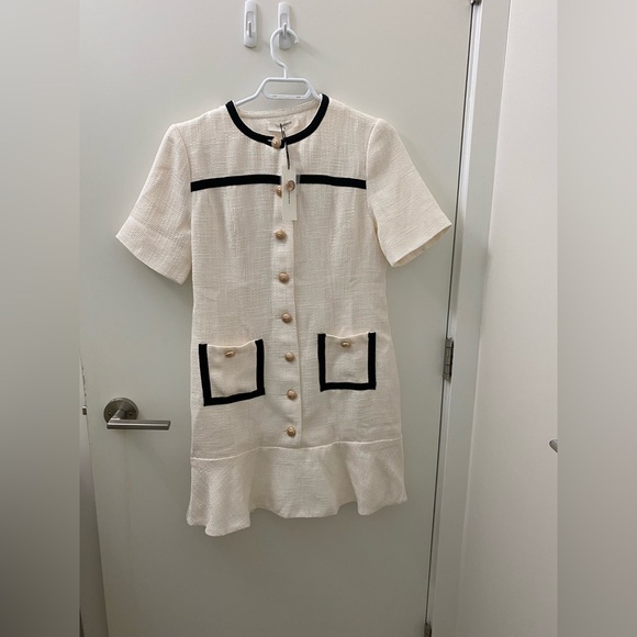 Cute Preppy gold button tweed dress NWT - Picture 3 of 5